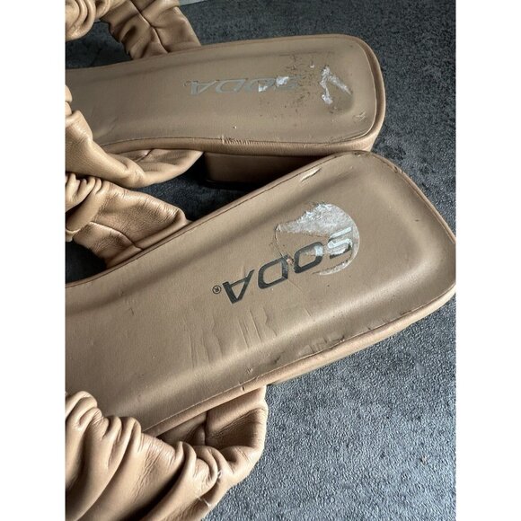 SODA Scrunch Square Toe Womens Nude Block Heel Sandals Size 7.5 - Picture 7 of 12